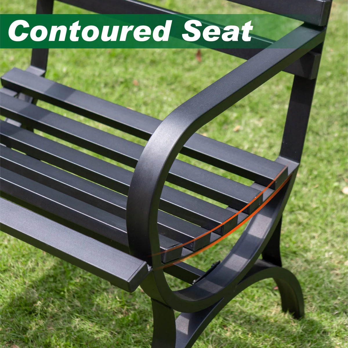 48.8" Metal Outdoor Garden Bench in Black Q4303