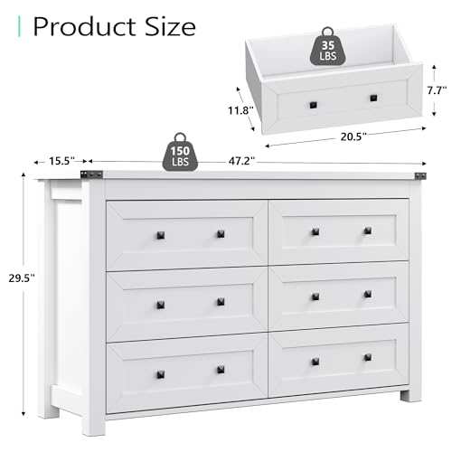 Black 6 Drawer Wood Dresser F277