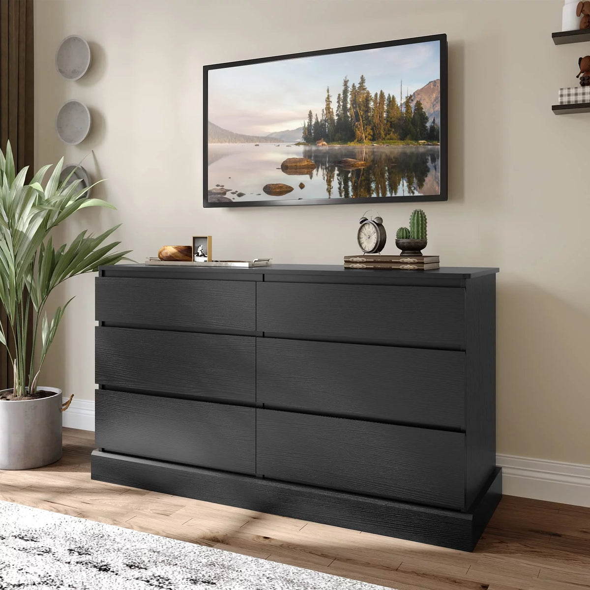 Black 6 Drawer Wooden Dresser E74705