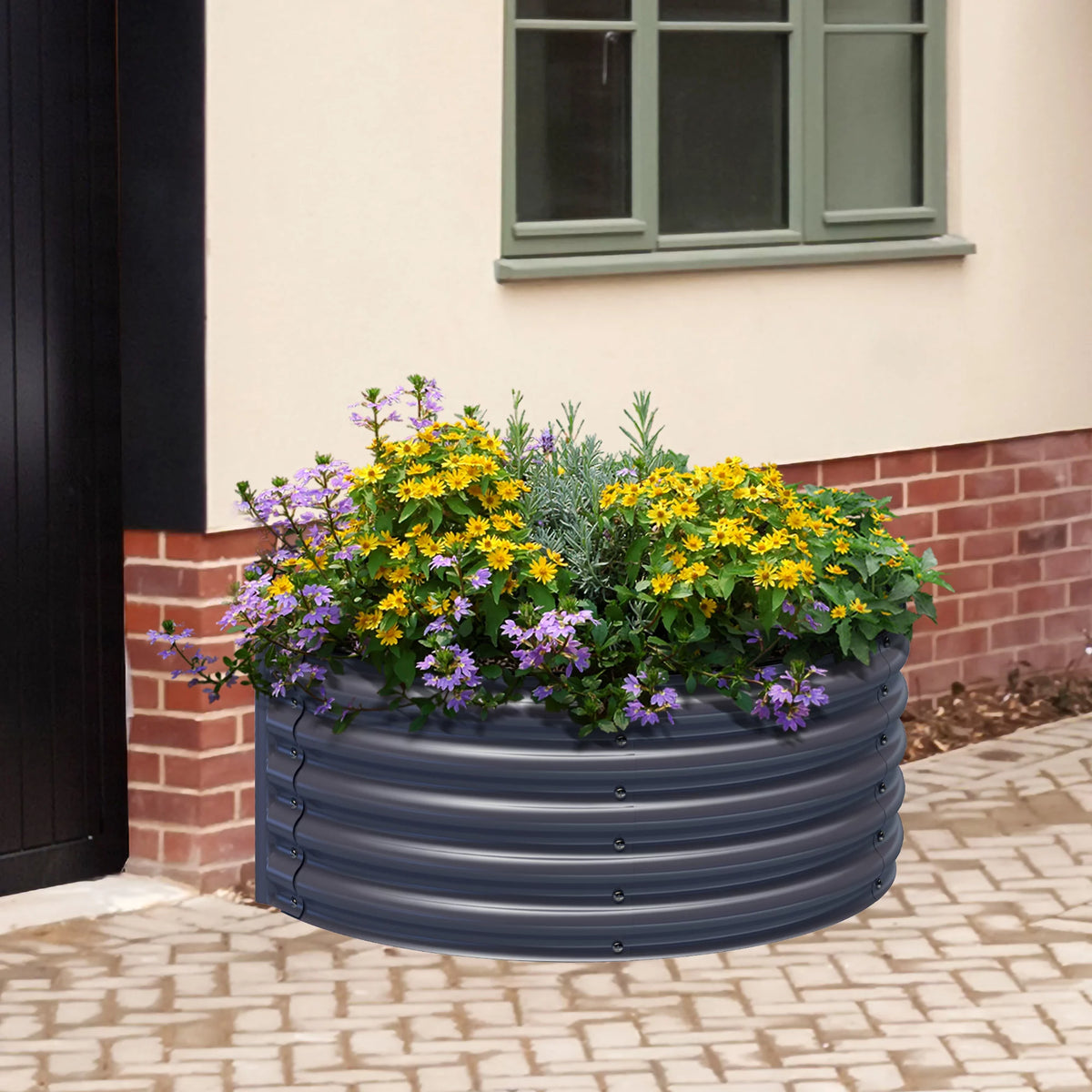 17" Tall Semi-round Raised Garden Bed in Midnight Gray R193