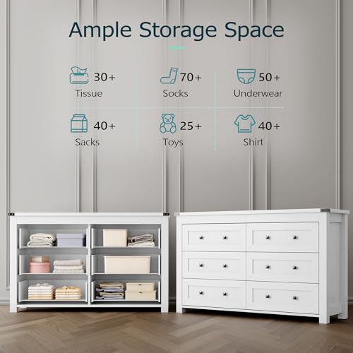 Black 6 Drawer Wood Dresser F277